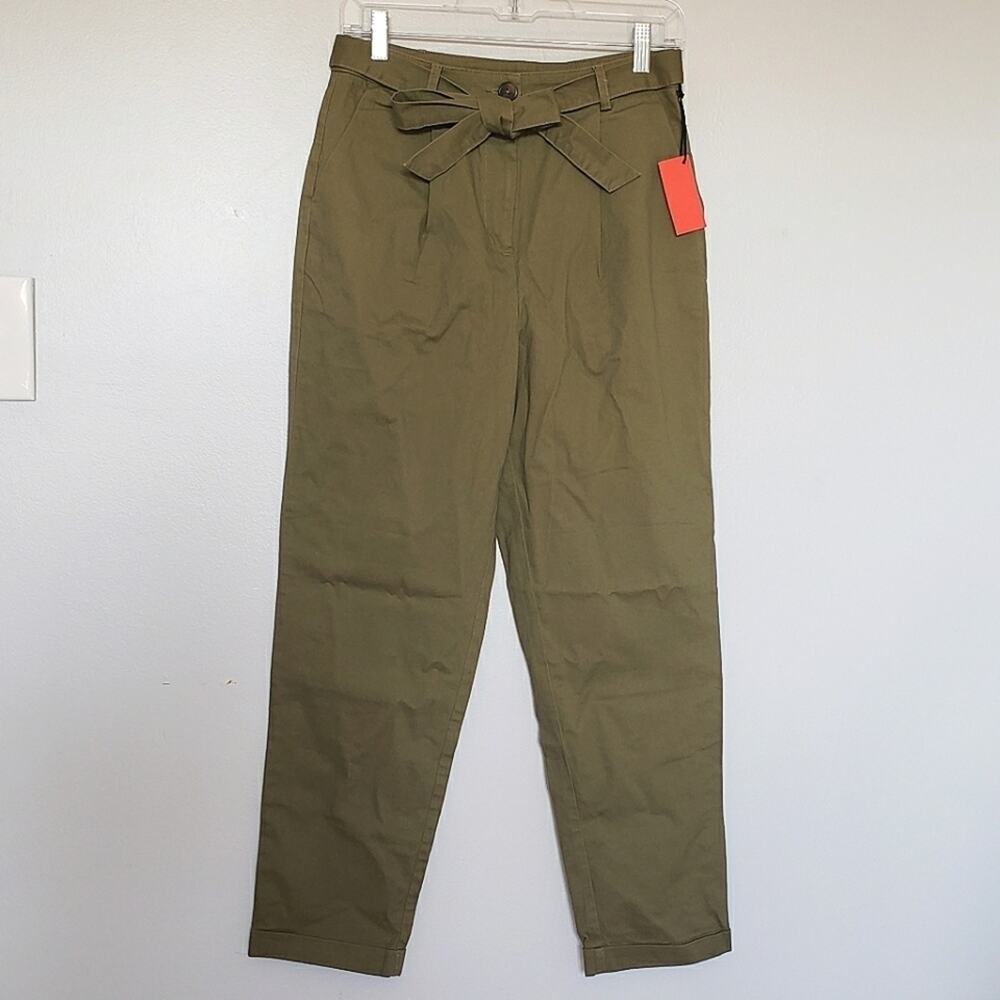 NWT Forever 21 Dukes of Dallas Olive Green High Rise Tie Waist Tapered Pants M